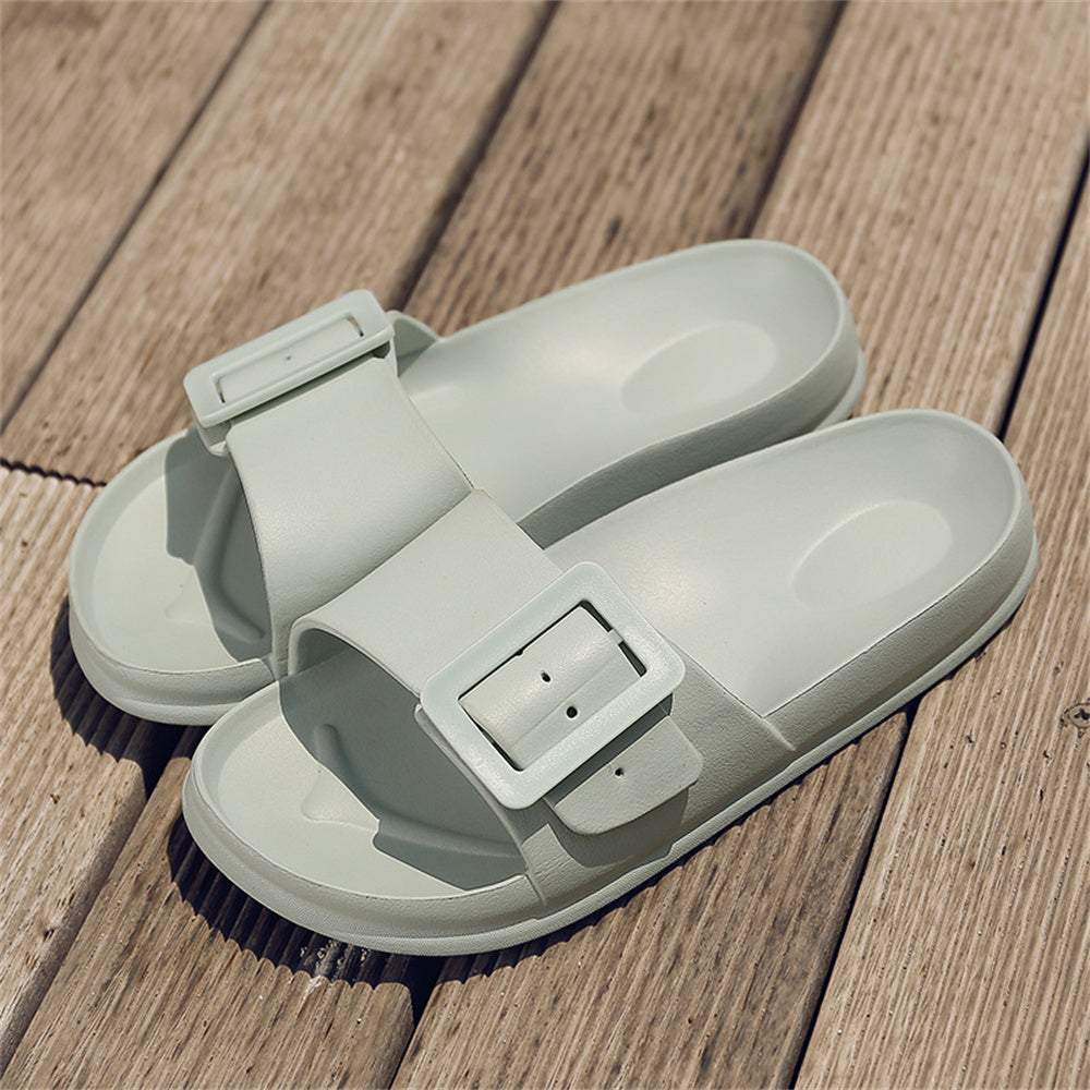 Solid Buckle Non-Slip Slippers