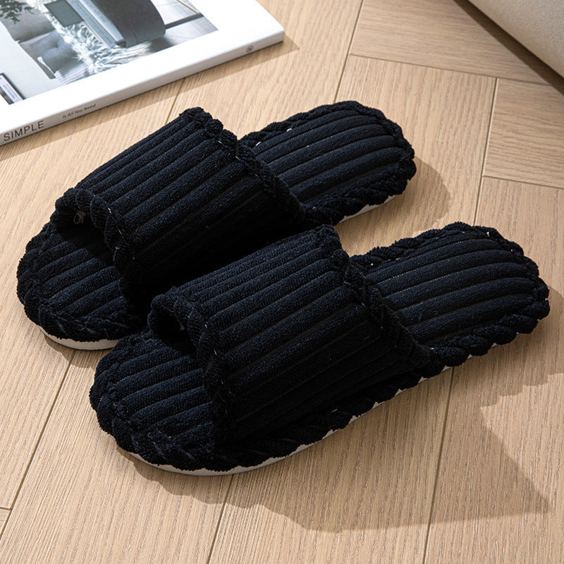 Corduroy Open Toe Slippers