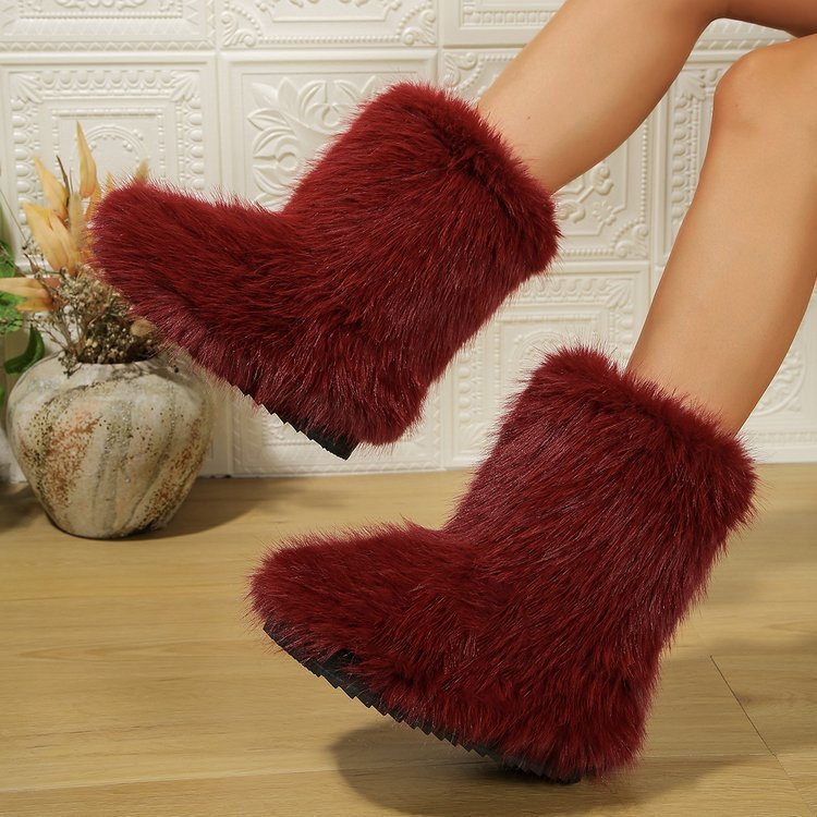 Long Plush Winter Snow Boots