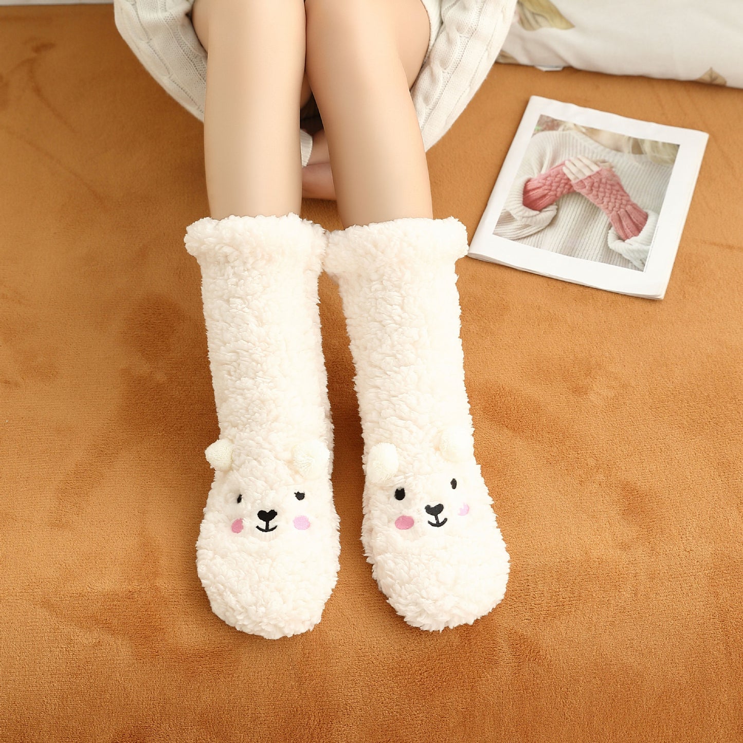 Warm Velvet Christmas Floor Socks