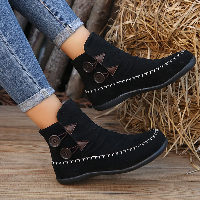 Button Design Ankle Boots