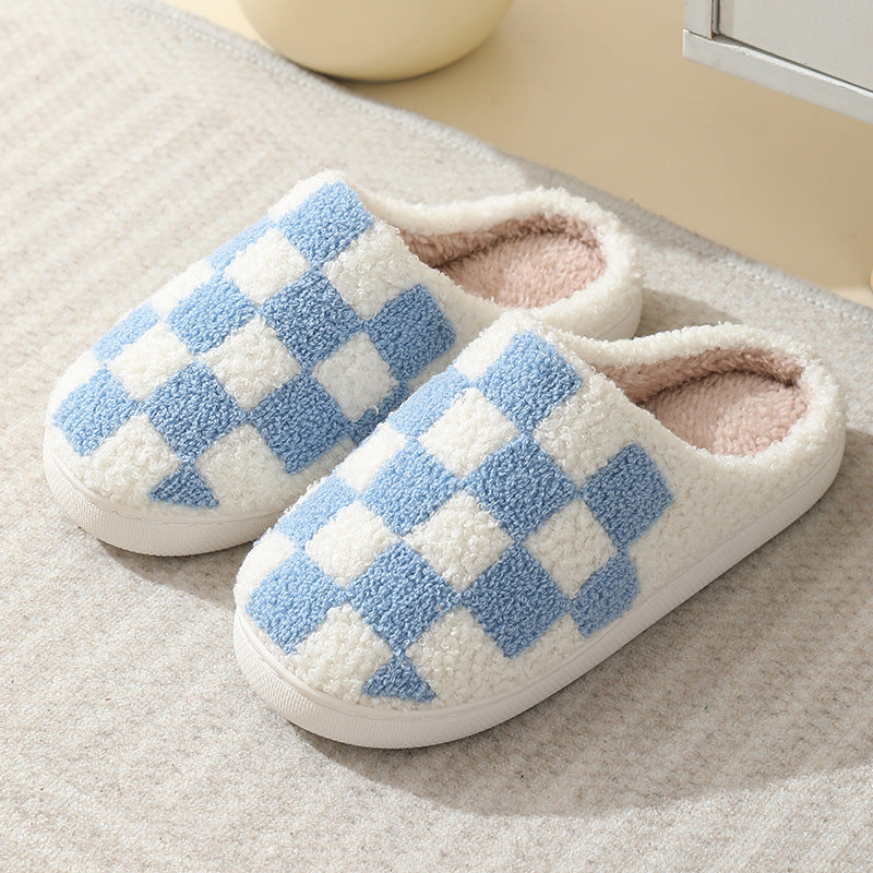 Checkerboard Print Cotton Slippers