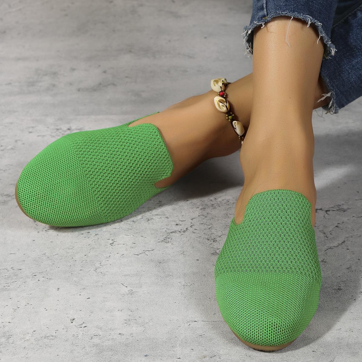 Mesh Round Toe Slip-On Sandals