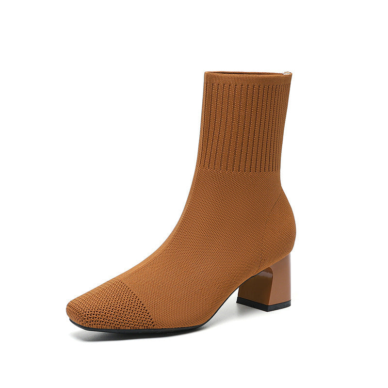 Elastic Knitted Sock Boots