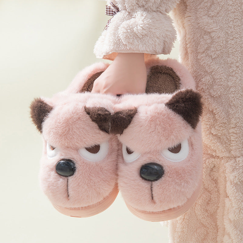Cute Puppy Platform Cotton Slippers