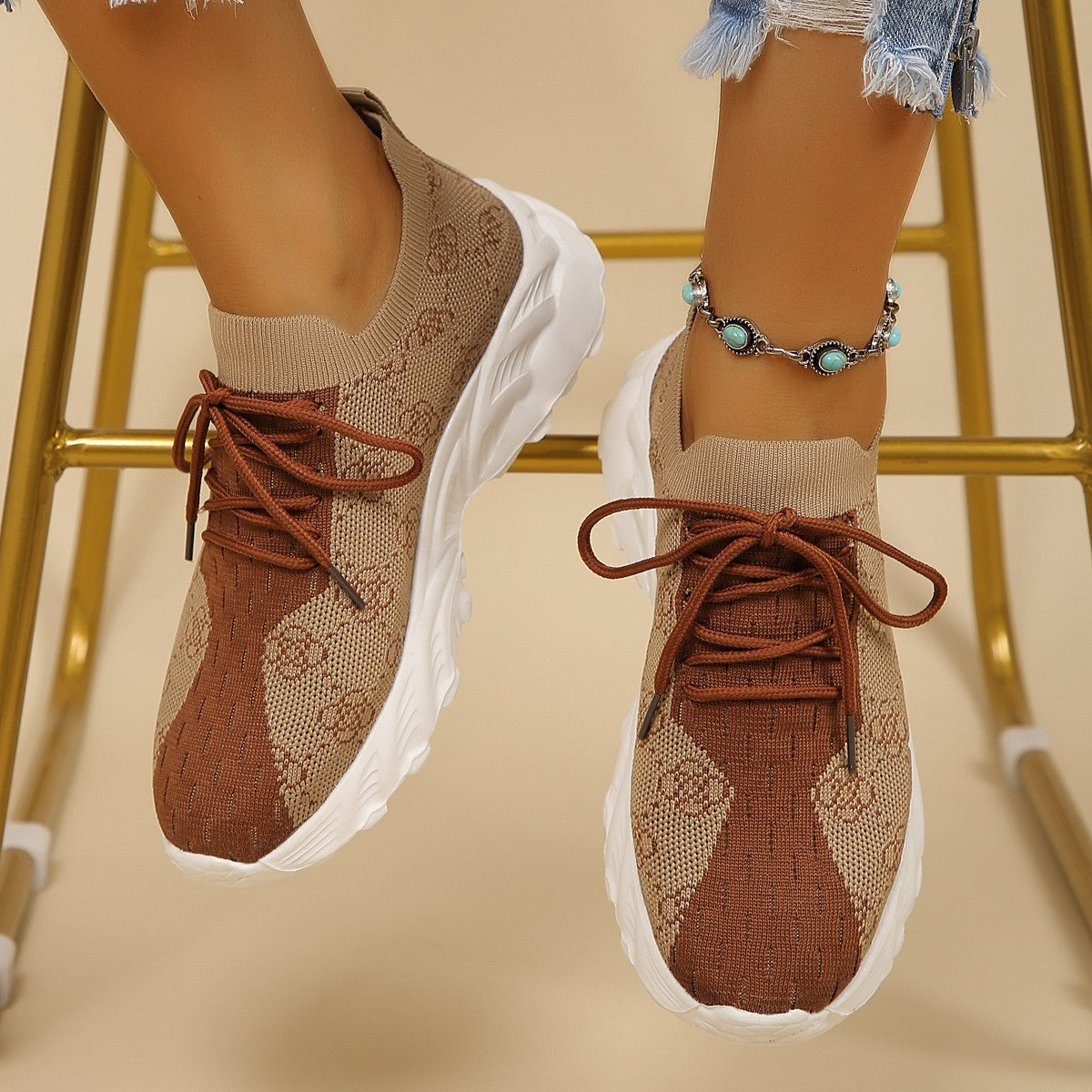 Floral Colorblock Mesh Sneakers