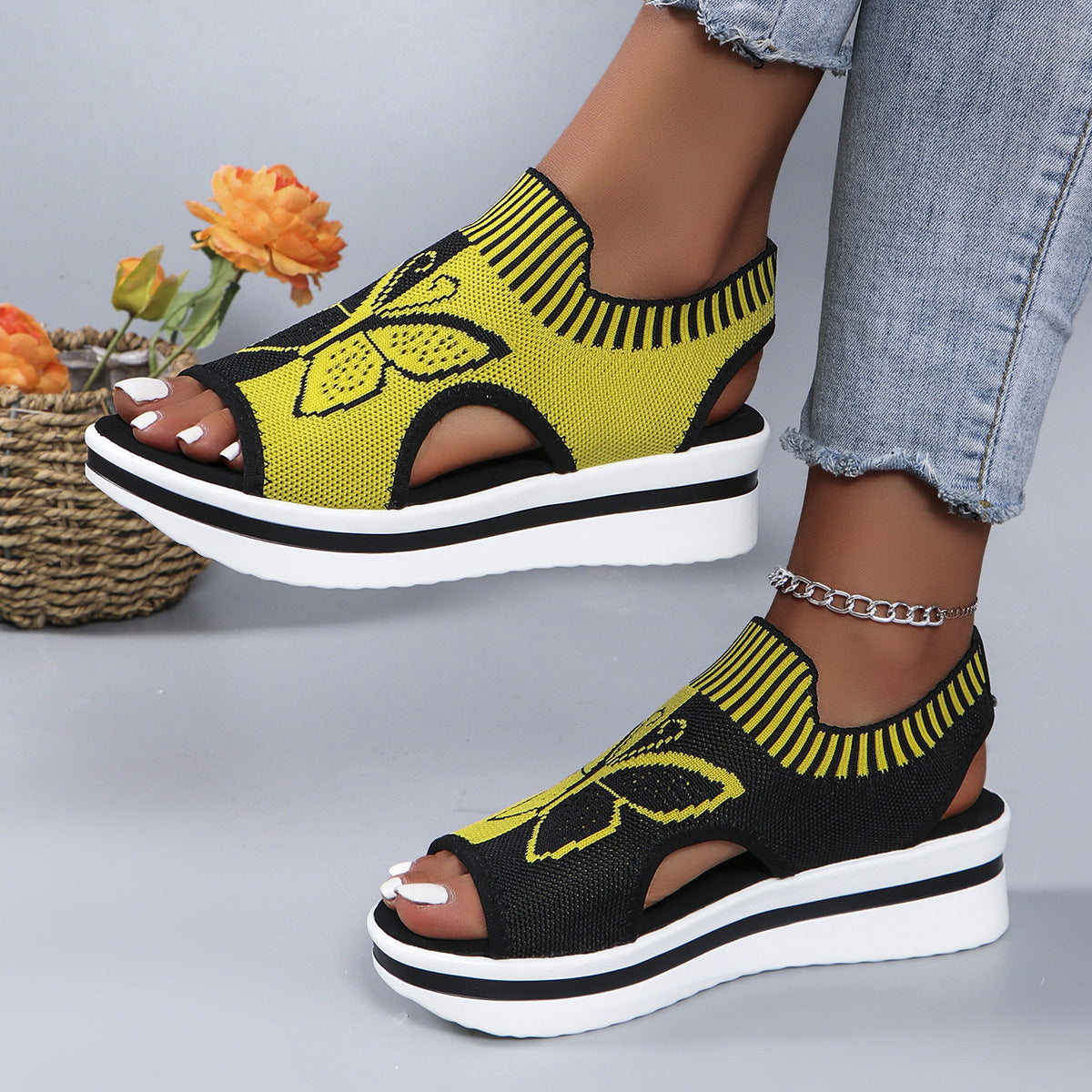 Butterfly Print Breathable Sandals