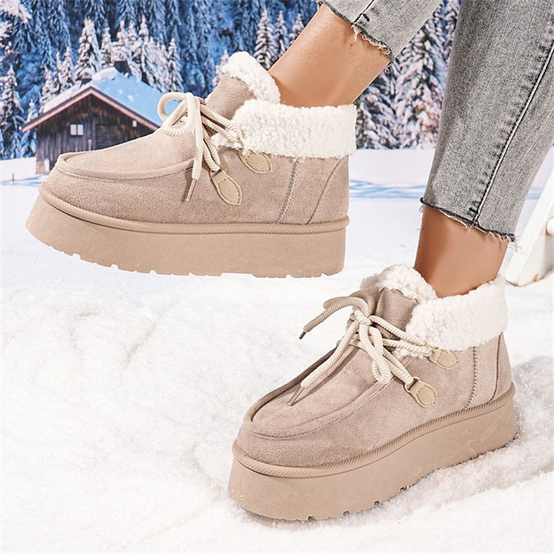 Fleece-Lined Thick Bottom Snow Boots