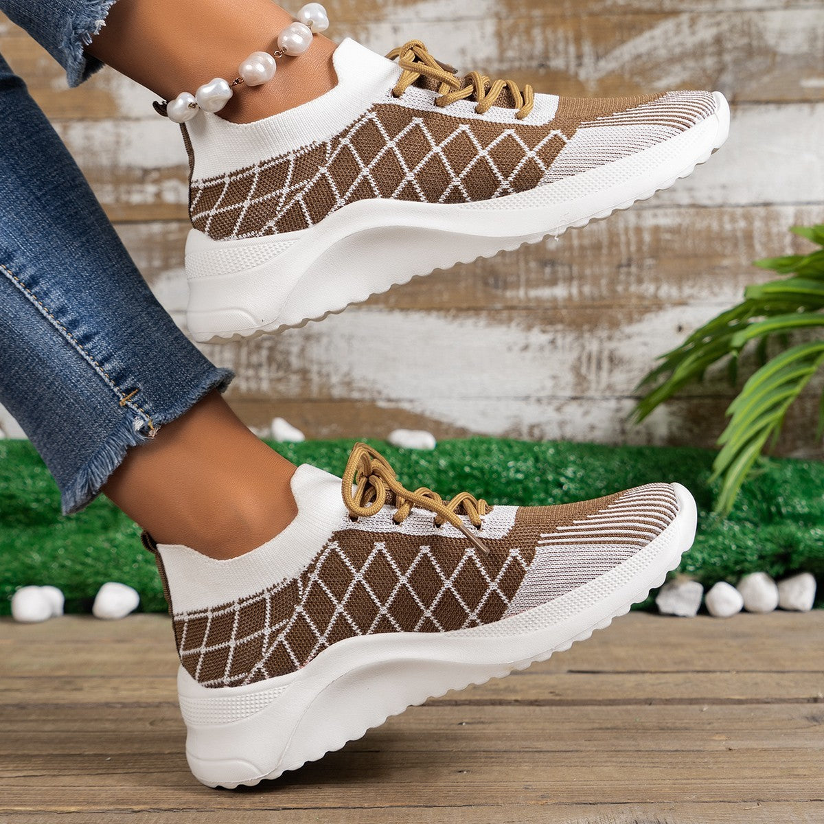Plus Size Flyknit Running Sneakers