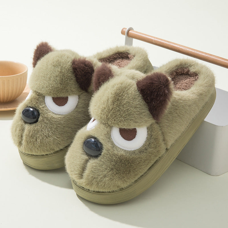 Cute Puppy Platform Cotton Slippers