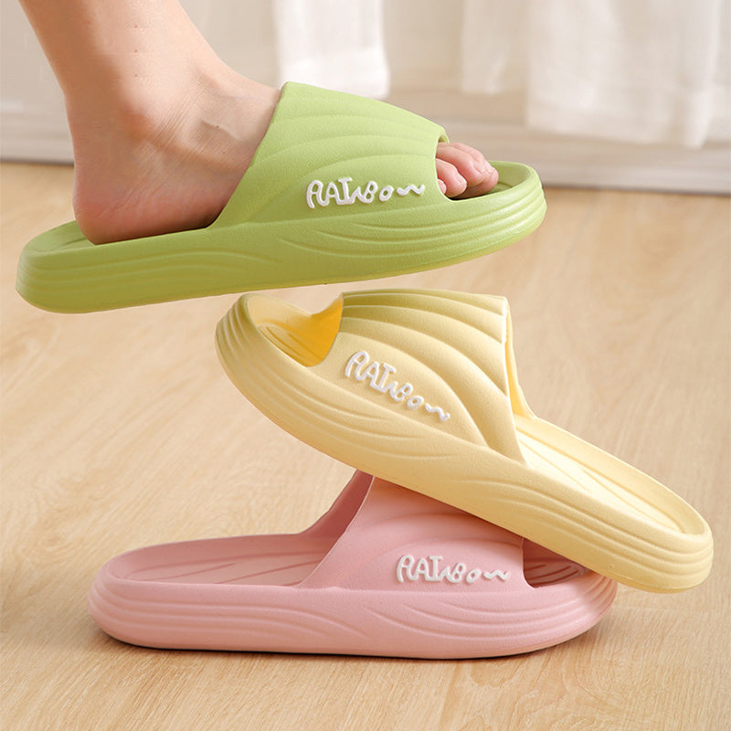 Solid Stripe Thick-Soled Slippers