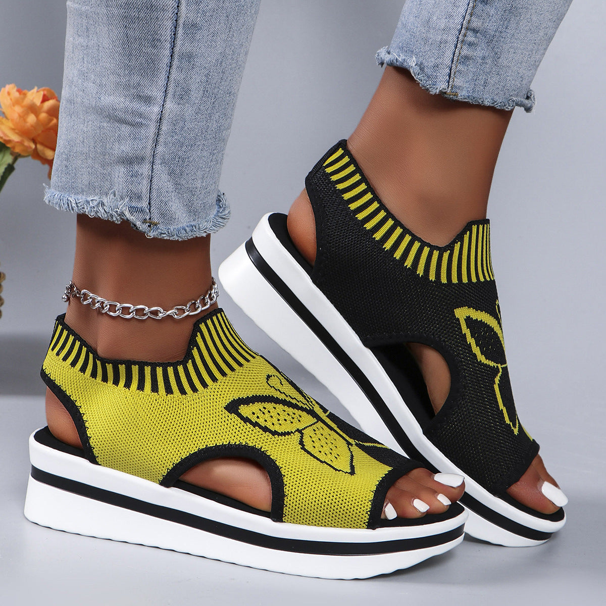 Butterfly Print Breathable Sandals