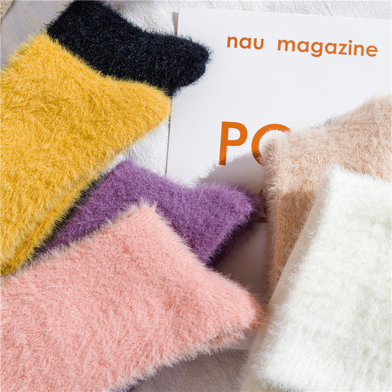 Thickened Mink Fur Mid-Calf Socks