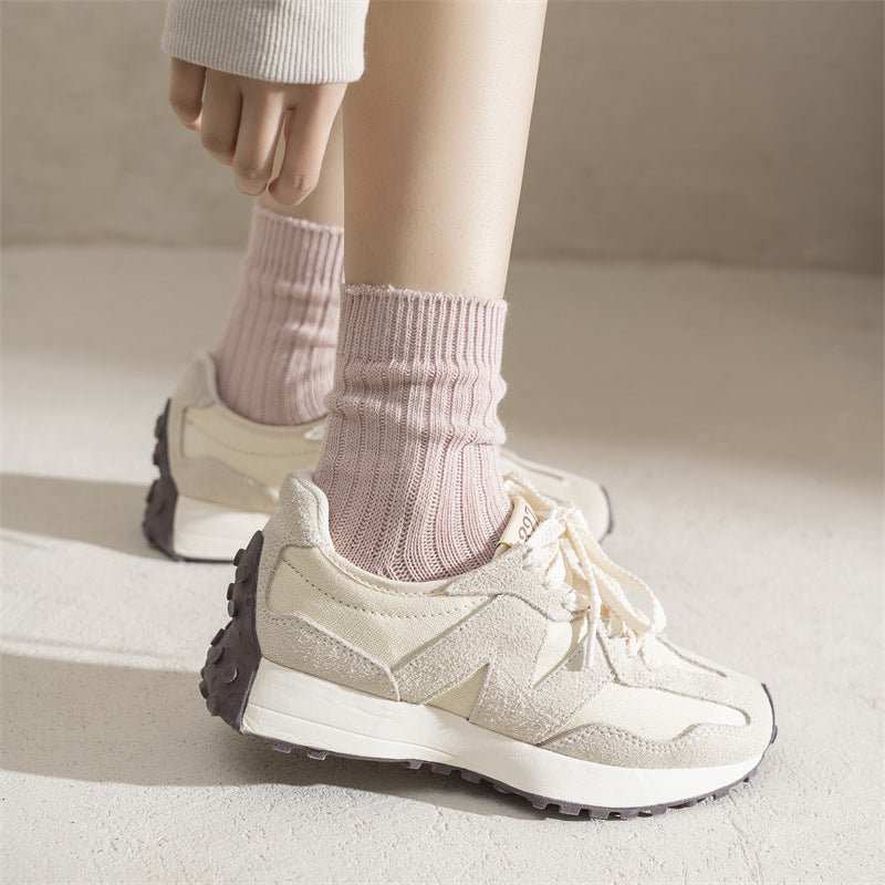 Thick Cotton Pink Bunching Socks