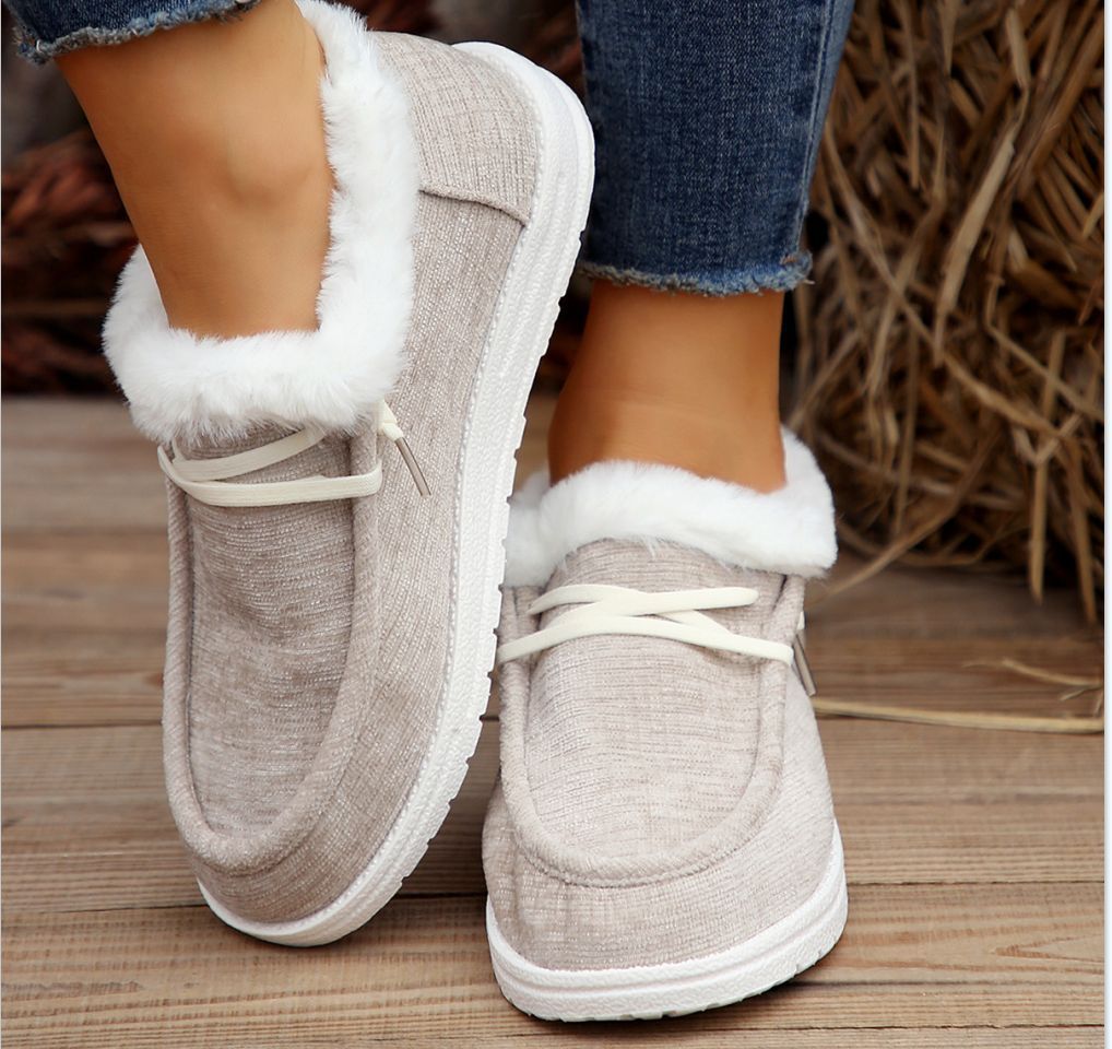Fleece-lined Flat Heel Boots