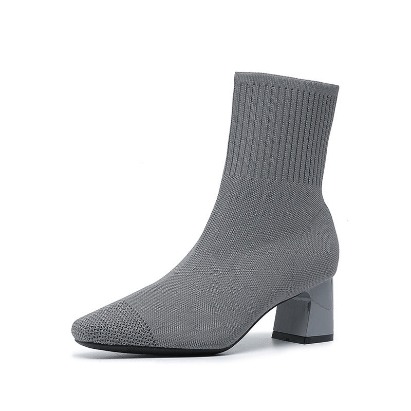 Elastic Knitted Sock Boots