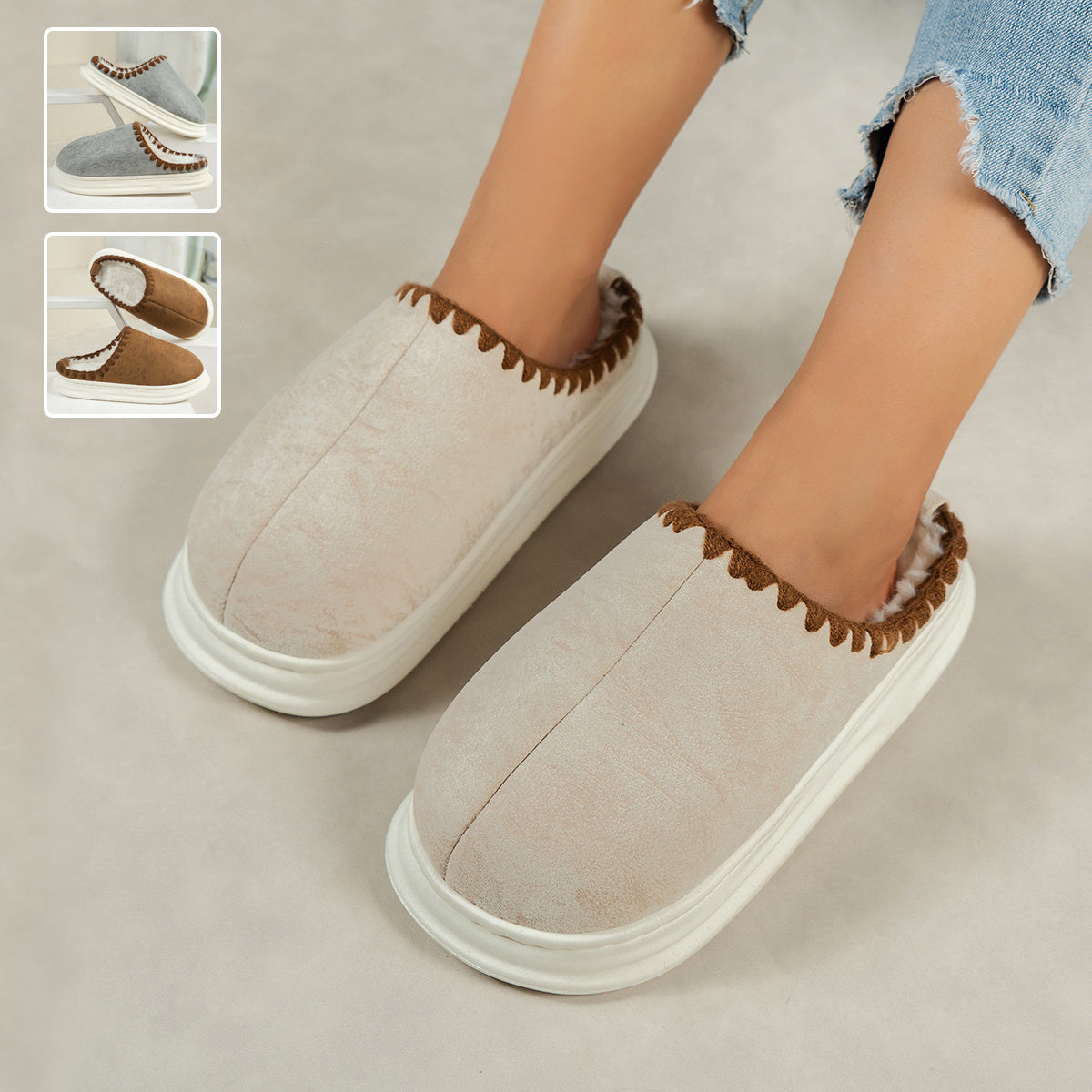 Cozy Sewing-Side Plush Slippers