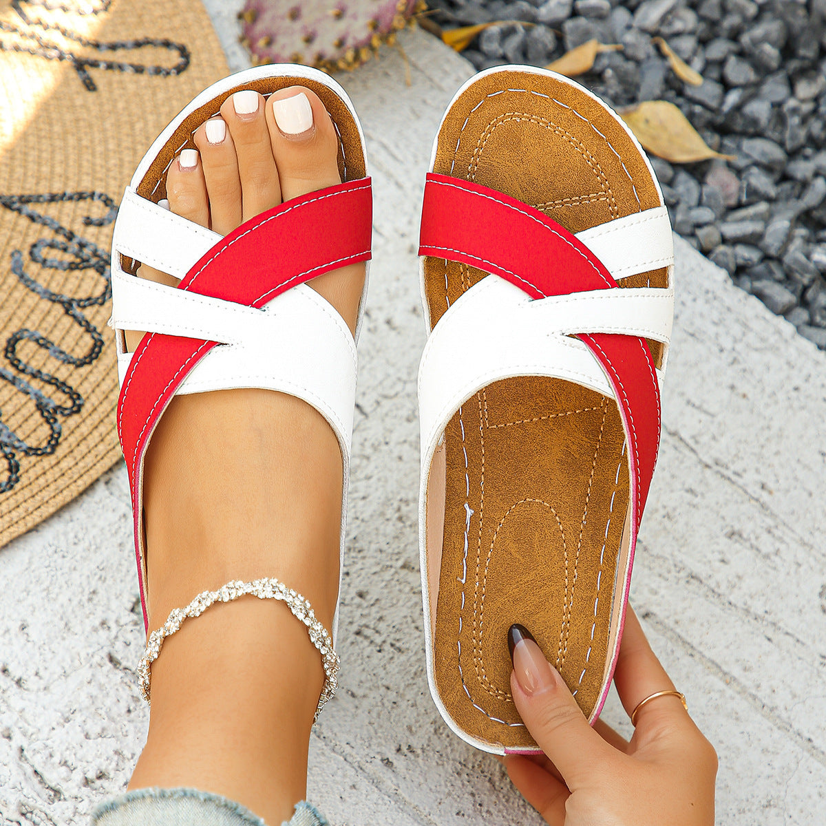 Color Matching Platform Wedge Slippers