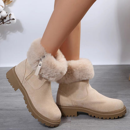 Warm Plush Side-Zipper Boots