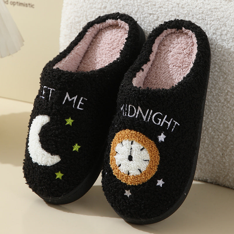 Moon & Clock Print Slippers