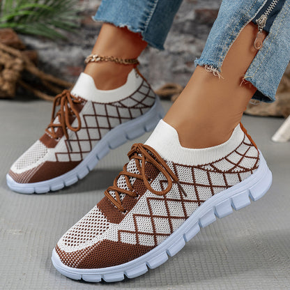 Colorblock Plaid Flyknit Sneakers