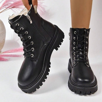 Fleece-Lined Platform Boots