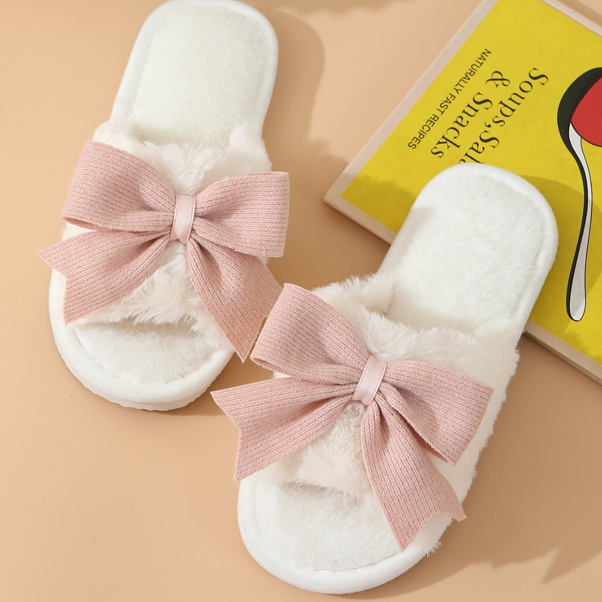Cute Bow Winter Cotton Slippers