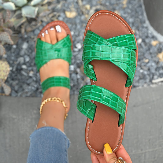 Plus Size Cross-Strap Slippers