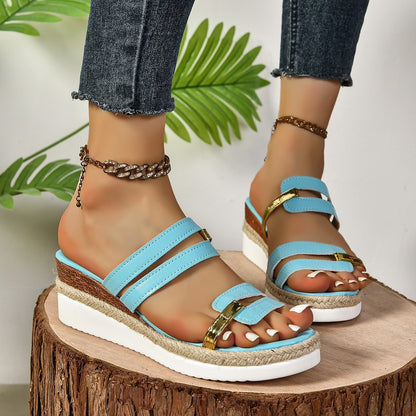 Colorblock Wedge Sandals