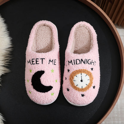 Moon & Clock Print Slippers