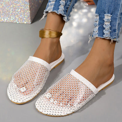 Transparent Rhinestone Hollow Sandals