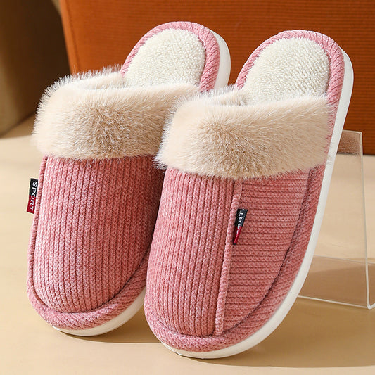Fur Mouth Thermal Cotton Slippers