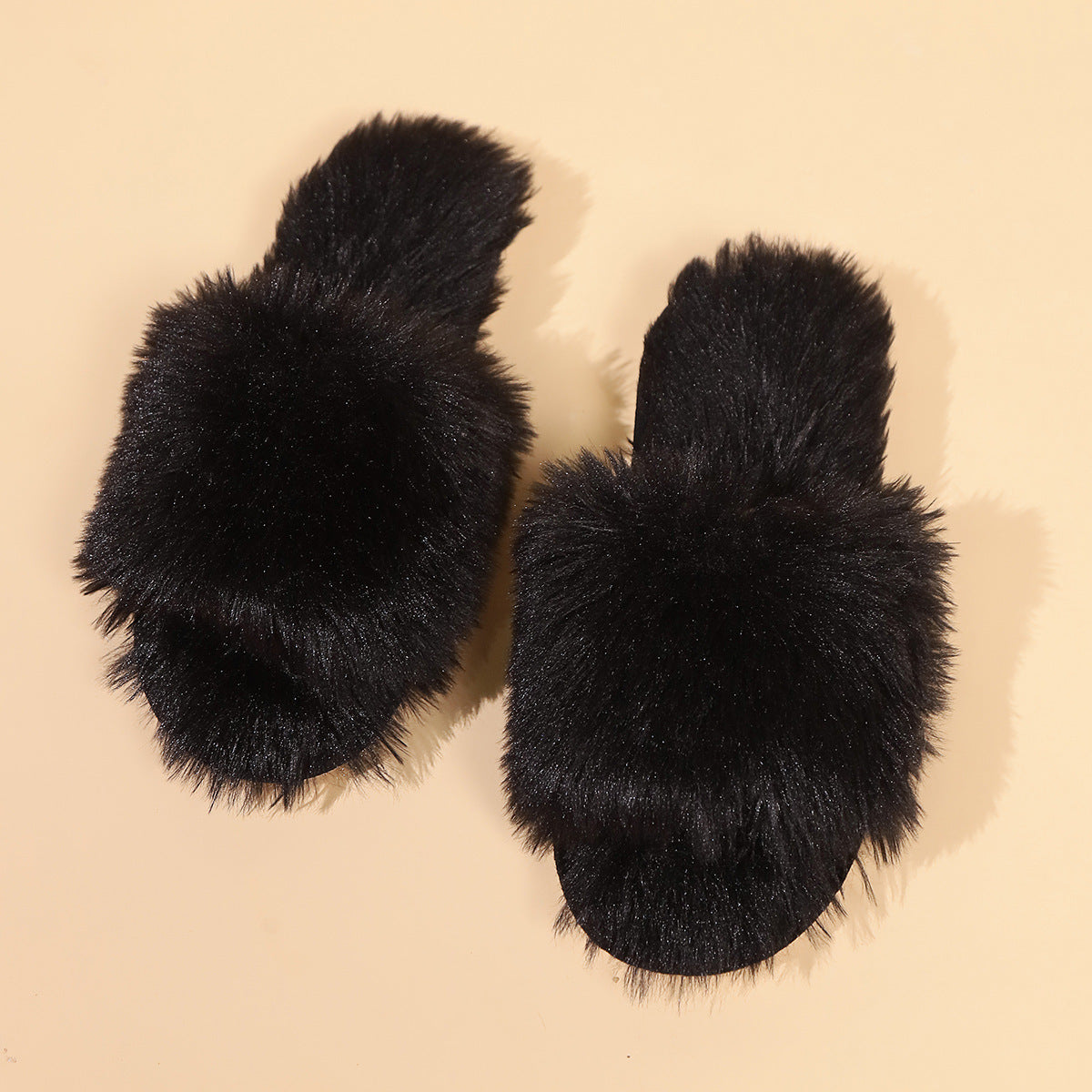 Open-Toed Fluffy Slippers