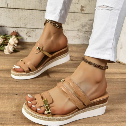 Colorblock Wedge Sandals