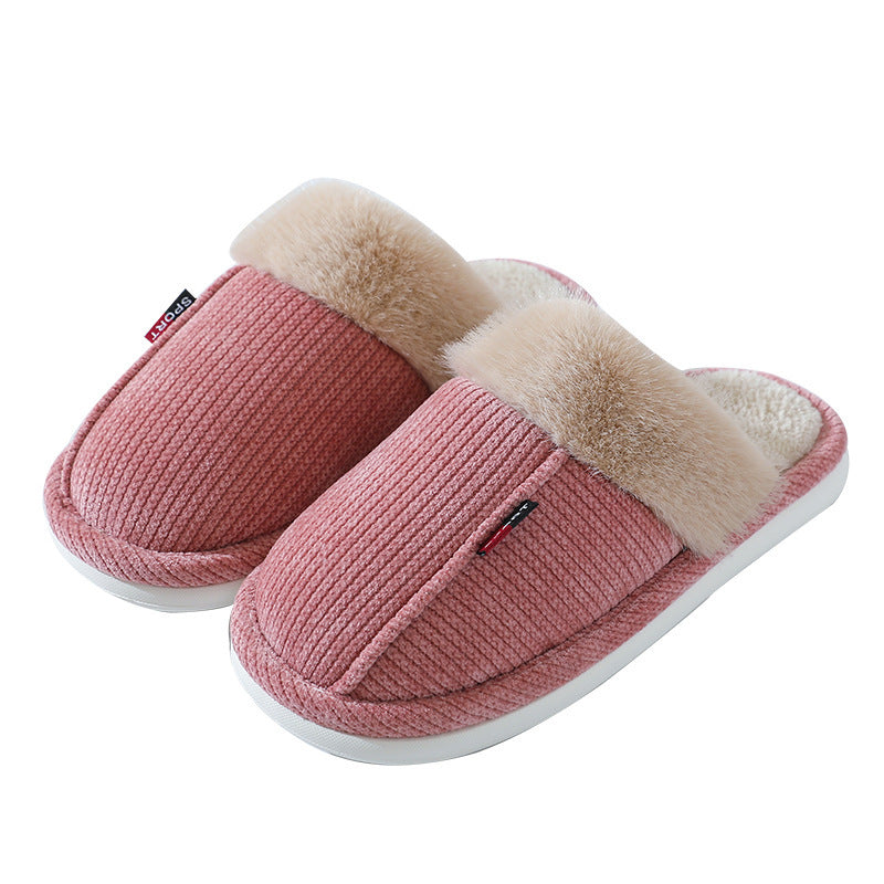 Fur Mouth Thermal Cotton Slippers