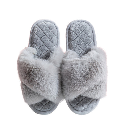 Soft Plush Cross-Strap Slippers