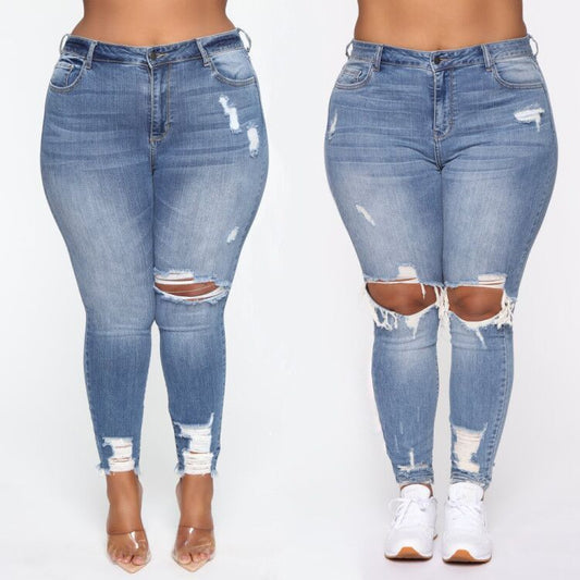Stretch Ripped Plus Size Jeans