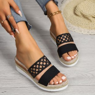 Rope Bottom Platform Sandals