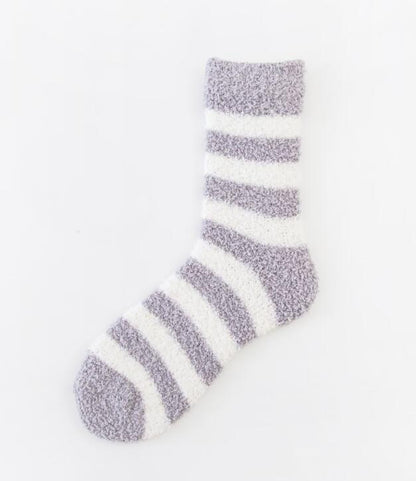 Coral Fleece Stripe Tube Socks