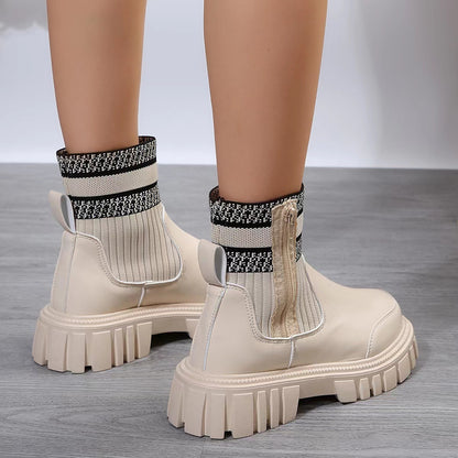 Zipper Design Mid-Tube Boots