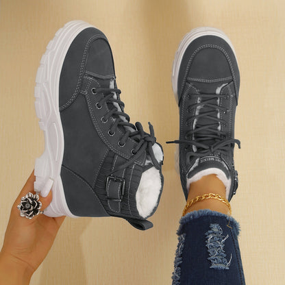 Plus Size Fleece-Top Platform Boots