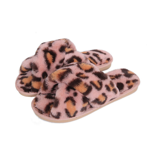 Leopard Print Fuzzy Slippers