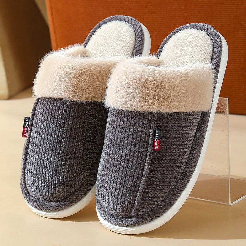 Fur Mouth Thermal Cotton Slippers