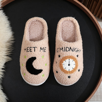 Moon & Clock Print Slippers