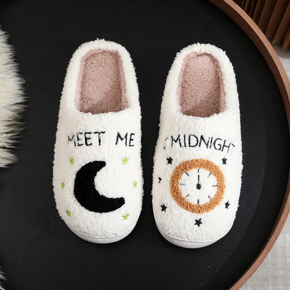 Moon & Clock Print Slippers