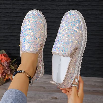 Color-Block Sequin Flats