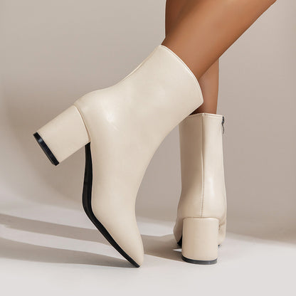 Side Zipper Square Toe Boots