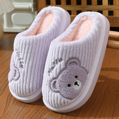 Cartoon Bear Plush Cotton Slippers