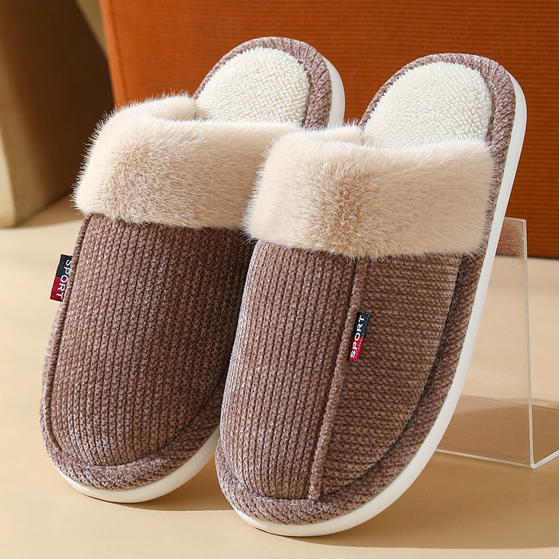 Fur Mouth Thermal Cotton Slippers