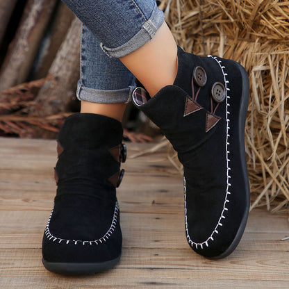 Button Design Ankle Boots